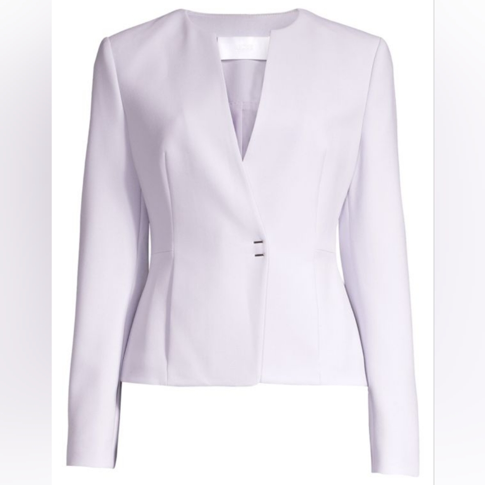 NWT BOSS Jisula Collarless Ponte Suit Jacket Blazer White 0